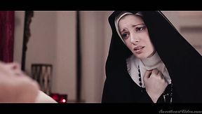 Sinful nun Mona Wales is ready to eat wet pussy properly at night