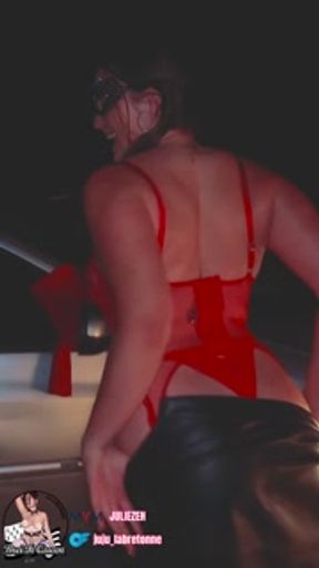 Young french teen exposes herself to voyeurs in a parking lot 🤩