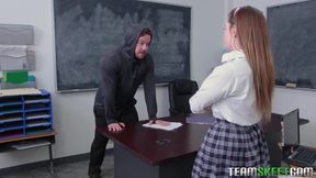 Chubby teen River Fox is fucked by bad boy in empty college room
