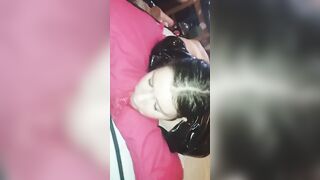 INTENSE DEEP THROAT FACE NAILED CUM INSIDE MOUTH WHILE HOGTIED - FETISH BJ