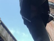 I need to pee. Catch by neighbor. Slow motion.