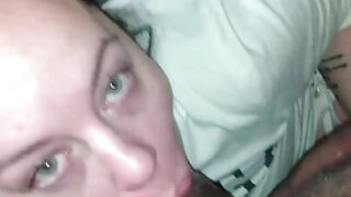 Interracial blowjob – homemade video of mature American slut sucking dick after anal fucked by BBC