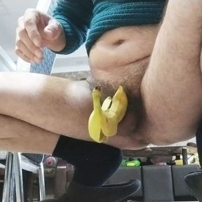 Banana masturbation and ejaculation