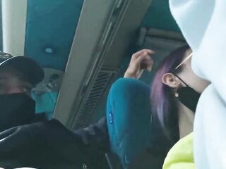Oral pleasure and banging with creampie in public service bus - BlakeProductions