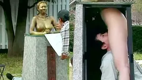 Painted Public Statue - Hot XXX Encounter Caught on Camera 17