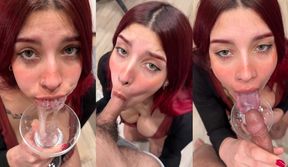 Redheaded Amateur FiammiSxagain Drinks Her Man's Juices