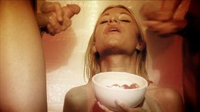 ciara bugatti gets a banana slud up her pink twat and then a paid of dicks in a mmf threesome