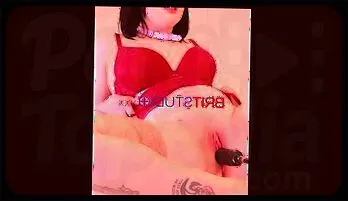 Collared British Amateur Rides Fuck Machine to Intense Orgasm