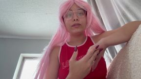Stepdaughter is in cosplay costume and has sex with her stepdad virtually (JOI TALK)