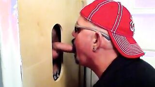 Two horny buddies get a fantastic glory hole suck off