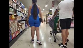 candid fat ass blue leggings