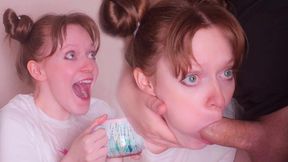 crazy redhead stepsister roughly and deeply sucks a big cock (full video)