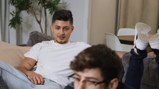 Latino hunk and a pale nerdy lad love riding and doggy style