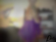 Della Dane teasing in sheer purple bikini