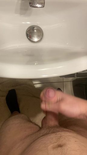Ejaculation in the bathroom after work