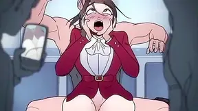 Eye Catching - Ebony and white girl have hot cartoon public sex threesome on train