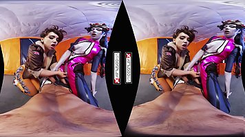 VR cosplay CFNM threesome with Widowmaker and Tracer