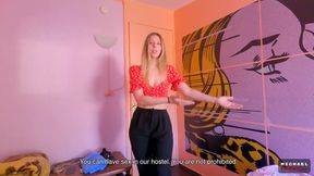 Experienced Hoste Hostel Scammed a Hard-to-get Guest Into a Quick Fuck