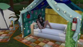 lonely goth slut is found and fucked by two werewolves while camping alone