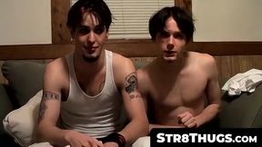 Str8Thugs.com - Horny straight thugs Axel and Billy love beating their meat in duo pl