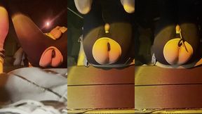 first time trying to pee with a butt plug, helped by a friend