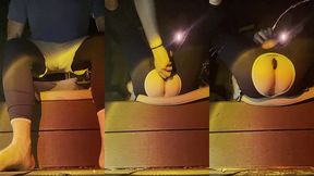 first time trying to pee with a butt plug, helped by a friend