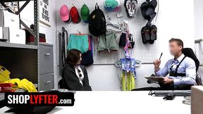 Curvy brunette teen gets fucked by security guard for stealing sunglasses