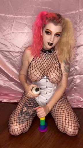 Rainbow dildo fuck 🌈