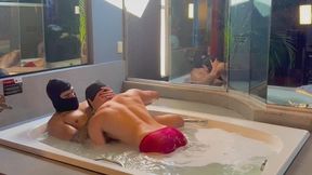 Bathtub Body Worship – J Fighter Worships Master John’s Sweaty Muscular Body - Horizontal • Static Camera