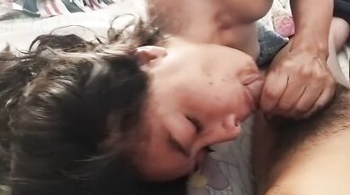 Latina MILF sucking deep in someone else's bed