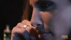 Engaging in flirtatious behavior while out at night results in the attractive woman having her genitals extended