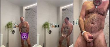 Daddy shower time. Empting my balls for my boys. Cum shot and a great wank.
