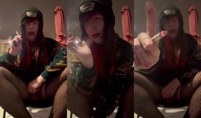 Daddy smokes out his sissy femboy slut dressed in goth lipstick