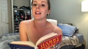 Hysterically reading Harry Potter while sitting on a vibrator