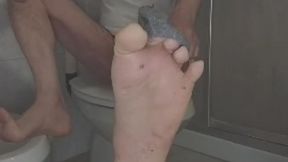 Dirty Soles Revealed: Masked Bathroom Session in Grey Socks