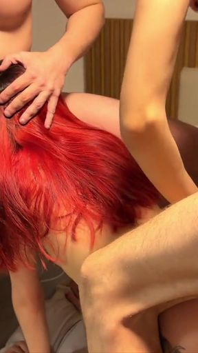 THREESOME IN THE KITCHEN after my boyfriend came to visit me and my roommate craved my pussy   Clip 3