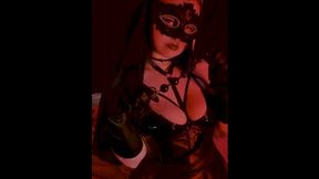 Devilish Nun Teases in Lingerie and Strapon Dance