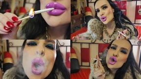 Fur fetish and smoking fetish, slow motion