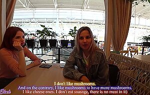 Letty black, two girls have fun with remote control vibrators in public places