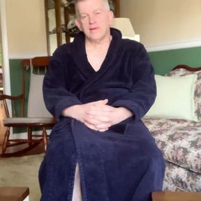 Daddy Dressed in a robe strips naked and masturbates