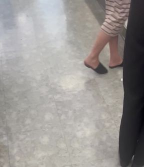 Cute feet up for display in candid footage