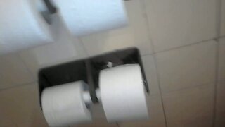 Fingering & Spanking my ASS in public toilet.