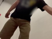 Peeping a little fat Japanese guy getting naked in a public dressing room