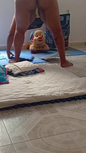 Key moment from &quot;Chubby mom records herself and sends me a video cleaning in a thong 6&quot;