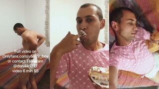 Artur Twink, the kinky 18-year-old babysitter, loves to play with pink toys & eat cake