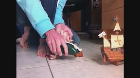 Student Crushing barefoot Ship Models collection