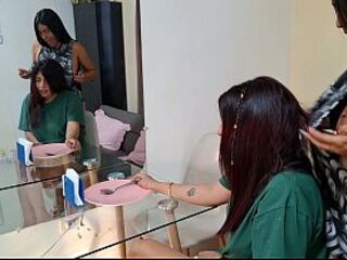 Pretty breasty stepmother celebrates the fresh year having lesbo sex with her curvy stepdaughter