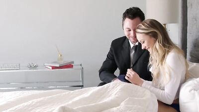 Glamorous blonde beauty deepthroats a BBC and takes it in her ass