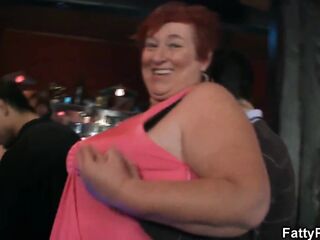 Huge breasts BBW have fun in the bar