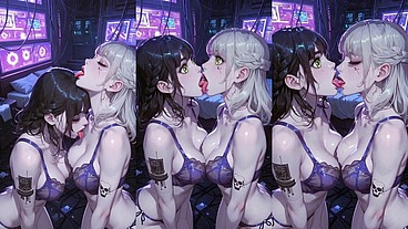 30sec AI Animation: Beautiful women kissing